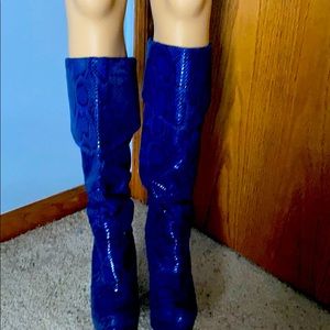 Slouch boots with snake skin design wide calf